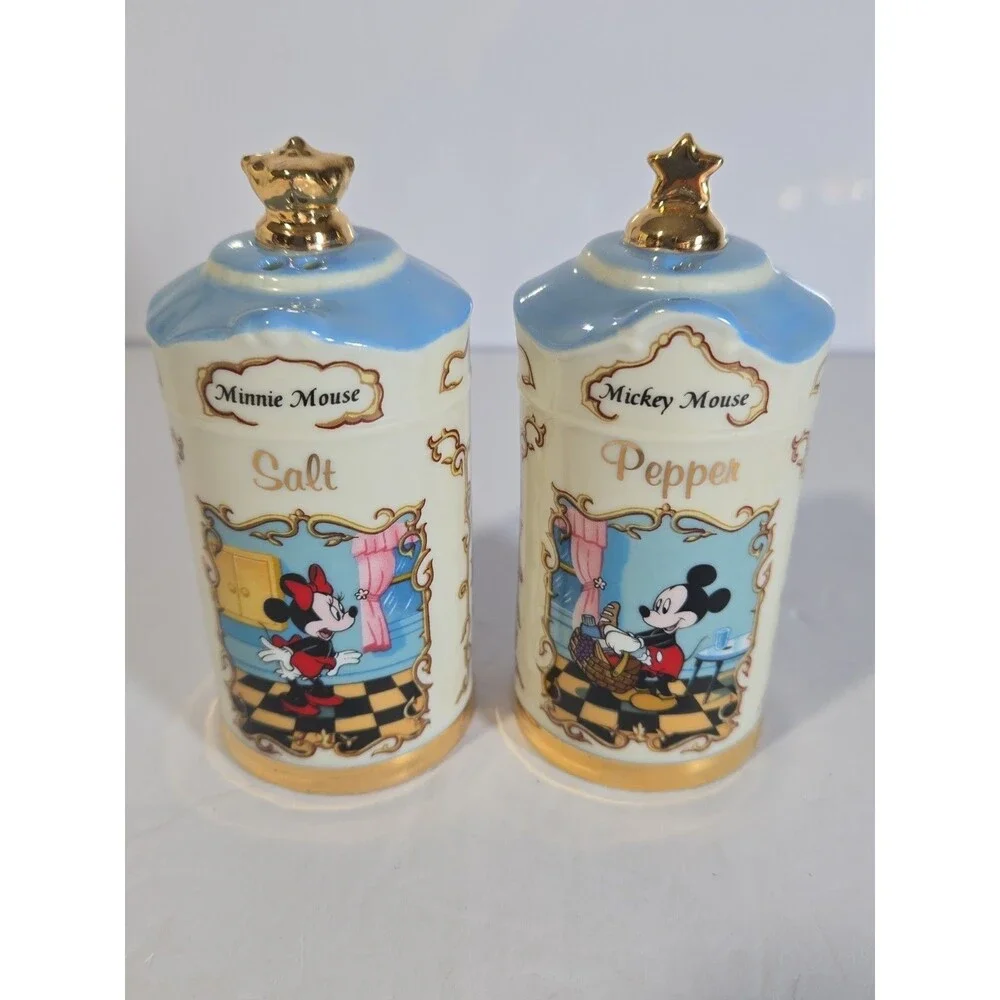 Lenox 1997 Disney Mickey Minnie Salt And Pepper Porcelain Shakers Complete